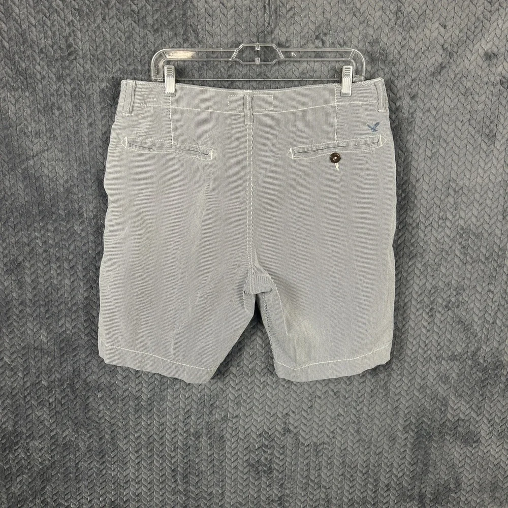 American Eagle Shorts‎ Mens 34 Blue White Pinstripe Classic 100% Cotton Casual